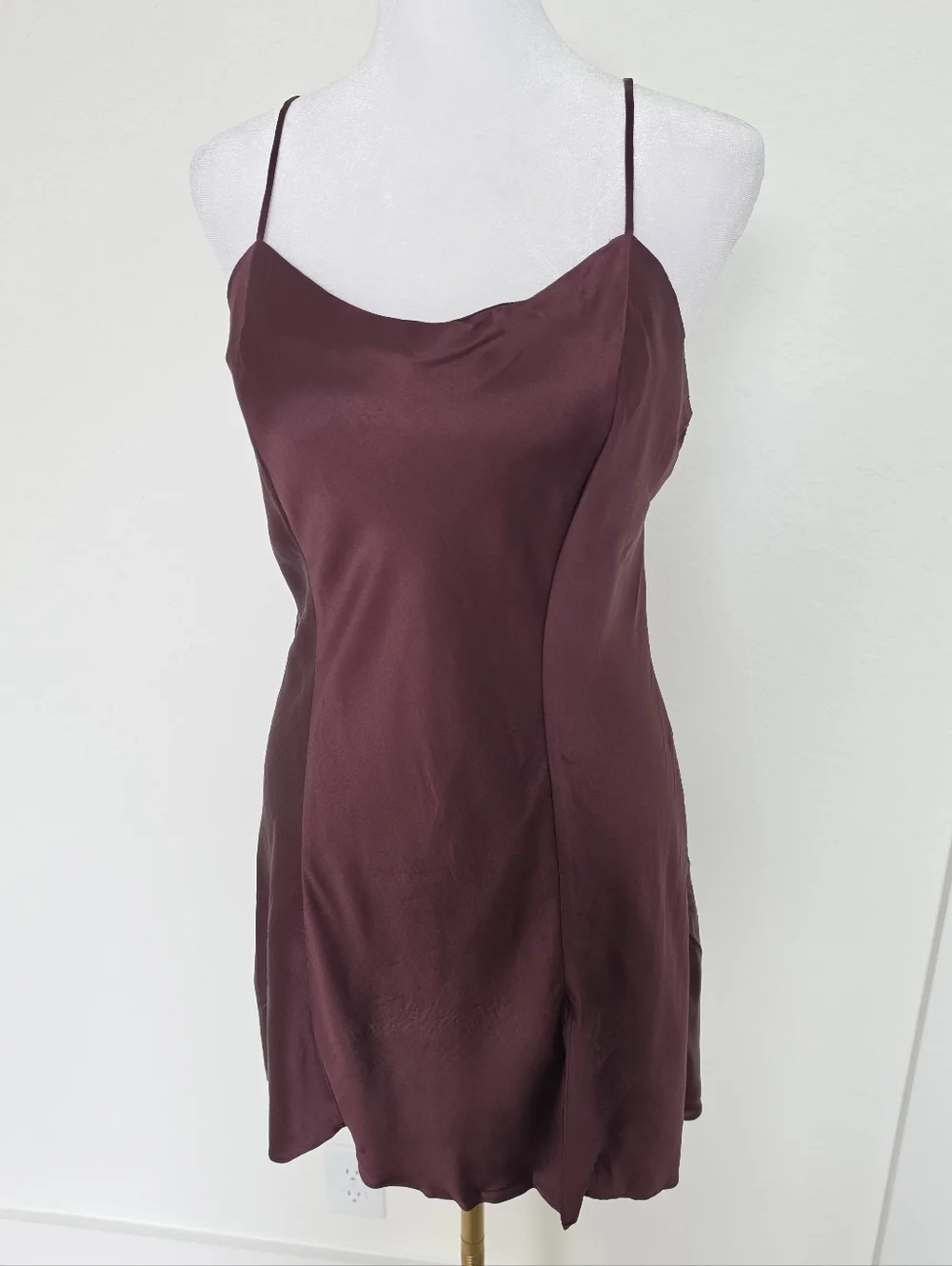 90's Vintage Victoria’s Secret 100% Silk Slip Dress Plum Burgundy Satin Cowl M